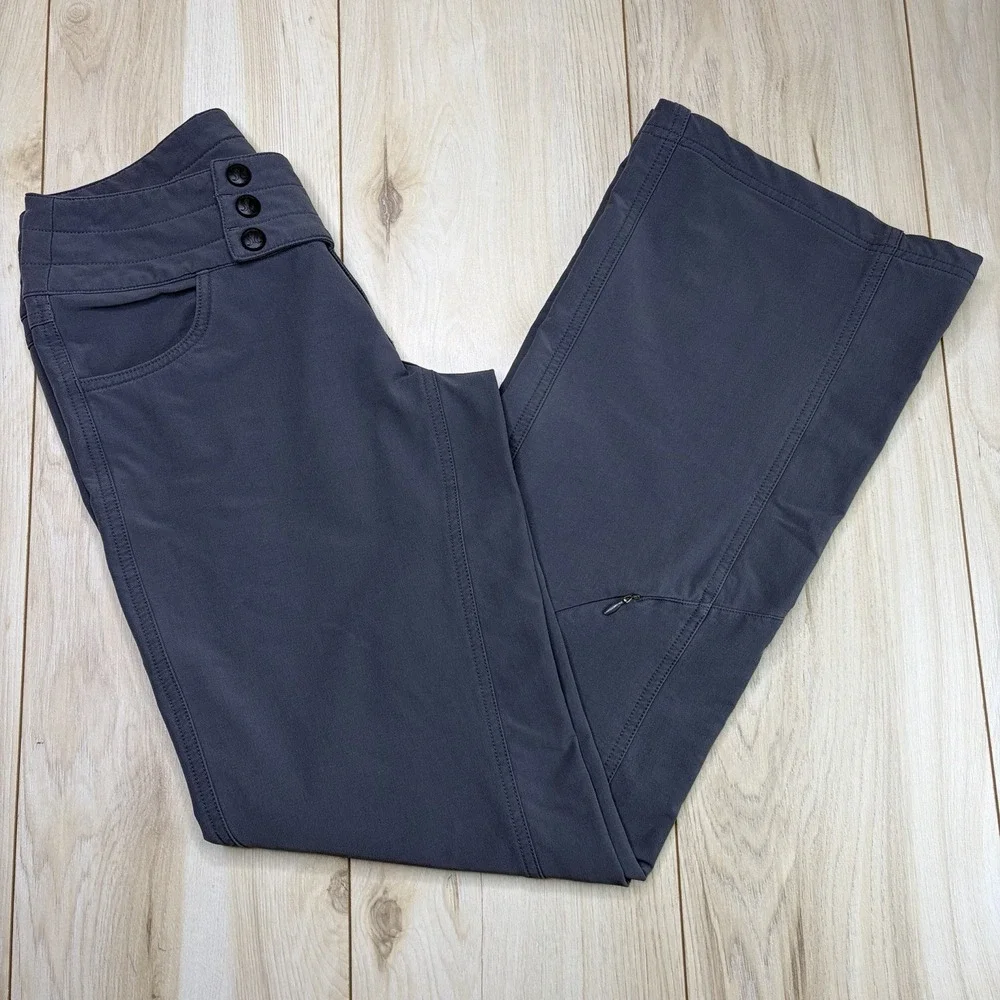 Lululemon Athletica Hiking Pants Womens 6 Gray Stretch Triple Snap Waist Outdoor